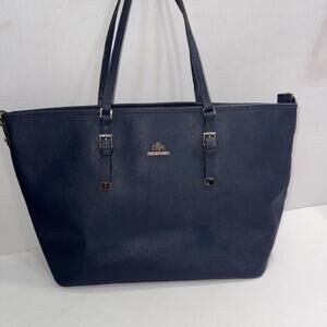 Rowallan Large Old Money Minimalist Navy Blue Canvas Tote Purse